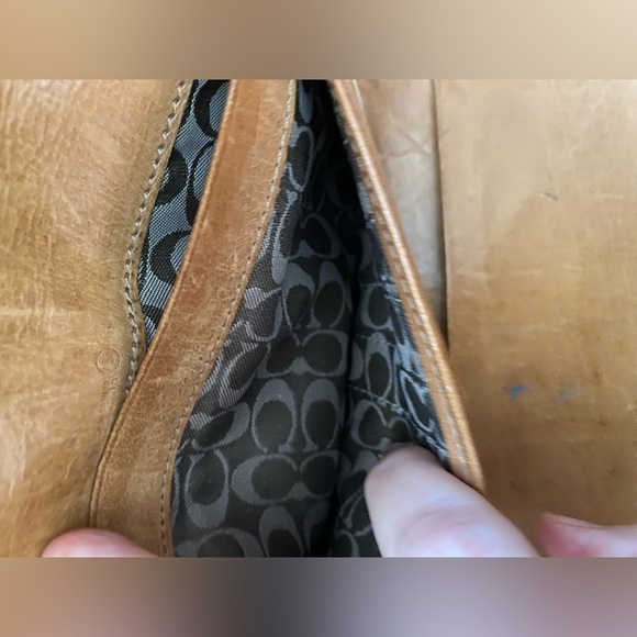 Vintage Coach Tan Genuine Leather Bifold Credit Card Long Wallet Clutch - Picture 9 of 9